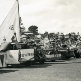 Floats, Queen Elizabeth II Coronation Day celebrations, Albert Park, Gympie, 2 June 1953