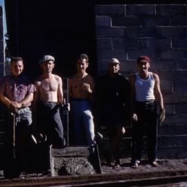 Construction, Lake Cootharaba Sailing Club members, Boreen Parade, Boreen Point, ca 1960