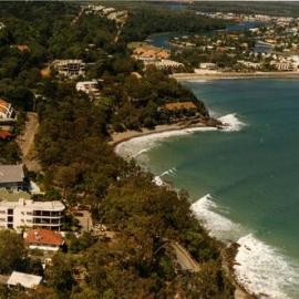 Aerial view Little Cove and Noosa Main Beach, Noosa Heads,  ca 1987-88 