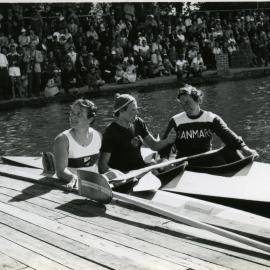 Olympic Games competitors, Women's canoeing K-1 500m, Lake Wendouree, Ballarat, ca December 1956