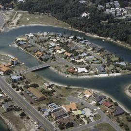 Aerial view, Witta Circle, Noosa Sound, Noosa Heads, ca 1980s