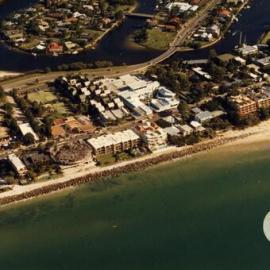 Aerial view Hastings Street, Noosa Heads, ca 1987-88