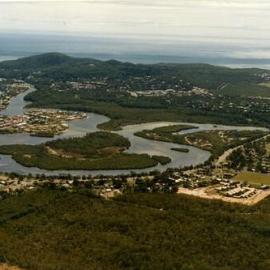 Aerial view Noosa Sound, Keyser Island and Noosa Heads, ca 1987-88