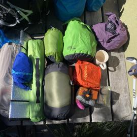 Camping gear, Brahminy walking trail, Cooloola Wilderness Trail, Great Sandy National Park, Cooloola, 14 June  2025