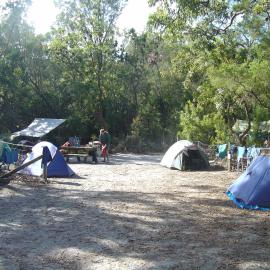 Campsite, Elanda Point campground, Lake Cootharaba, Como, 5 June 2004