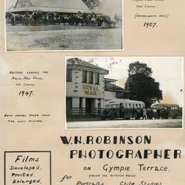 Advertisement, W.H Robinson, Photographer, Gympie Terrace, Noosaville, ca 1940s
