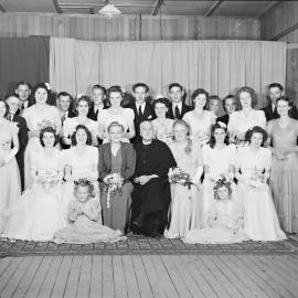 Debutante Ball attendees, Anglican Church of the Holy Nativity, Cooroy, 1948