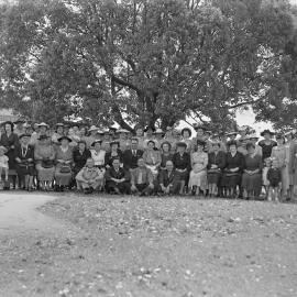 Annual CWA meeting participants, Exterior, Cooroy CWA Hall, Maple Street, Cooroy, 1948