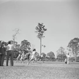 Across the line, Noosa Shire School Sports day, Cooroy Showgrounds, Cooroy, 1948