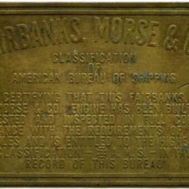 Engine plate, 'Leisha', 1954 