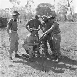 Artillery demonstration, Commonwealth Military Force Training Camp, Cooroy Showgrounds, Cooroy, 1951