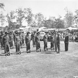 Parade Inspection, Military Unit, Cooroy Show, Cooroy Show Society Grounds, Mary River Road, Cooroy, 1951