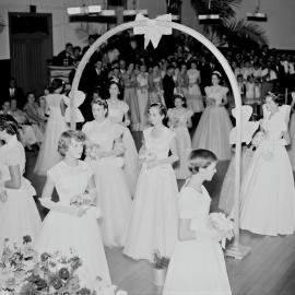 Attendees, Debutante Ball, Cooroy Memorial Hall, Maple Street, Cooroy, 1956