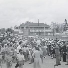 Crowds, Governor of Queensland visit, Elm Street, Cooroy, 1966