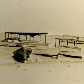 Anchored boats, Lake Cootharaba, Boreen Point, 1920s