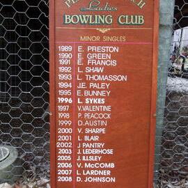 Honour Board, Minor Singles, Peregian Beach Bowls Club, 1989-2008