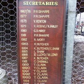 Honour Board, Men's Secretaries, Peregian Beach Bowls Club, 1967-2007