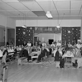 Attendees, R.S.L Dinner,  Soldiers Memorial Hall, corner Poinciana Avenue and Memorial Avenue, Tewantin, 1949
