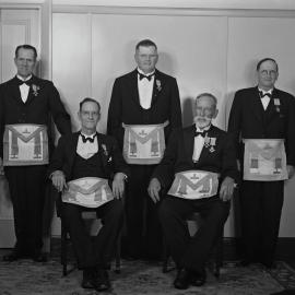 Informal portrait, foundation members, Freemasons Masonic Lodge, 30 Moorindil Street, Tewantin,