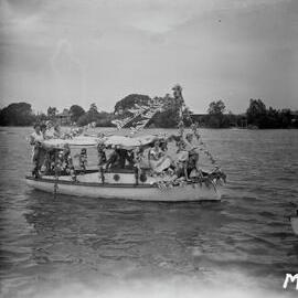 'Miss Tewantin', festively decorated, Noosa River, ca 1950s