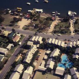 Aerial view, The Islander Resort and Noosa River foreshore, Noosaville 