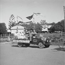 Pomona Bowling Club float, Coronation Day parade, Pomona, 2 June 1953