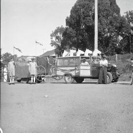 Decorated vehicle, Coronation Day parade, Pomona, 2 June 1953