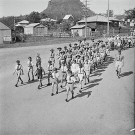 Scout group and other participants, Coronation Day parade, Pomona, 2 June 1953