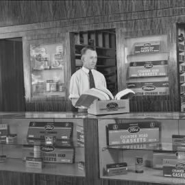 Interior, Page Motors shop, Factory Street, Pomona, 1950