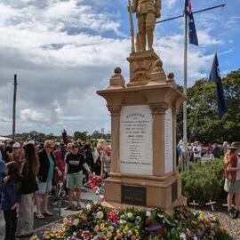 Cenotaph and wreaths, ANZAC Day service, Tewantin, 25 April 2026