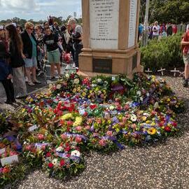 Cenotaph and wreaths, ANZAC Day service, Tewantin, 25 April 2026