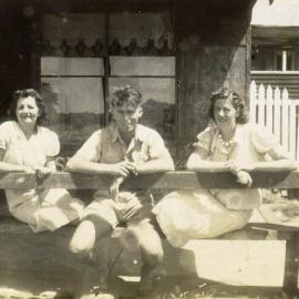 Maisie Massoud, Vivien Ely and Kathleen (nee Kross) Massoud (l-r), Noosaville, early 1940s