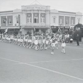 Noosa team, Maroochy District Sports Carnival parade, Nambour, 1966
