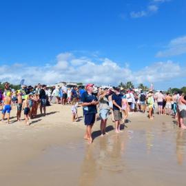 Competitors and spectators, Noosa Summer Swim Festival, Noosa Main Beach, Noosa Heads, 23 February 2025