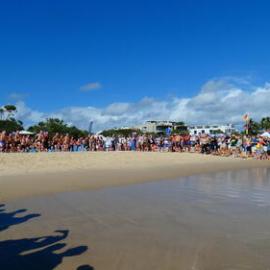 Competitors and spectators, Noosa Summer Swim Festival, Noosa Main Beach, Noosa Heads, 23 February 2025