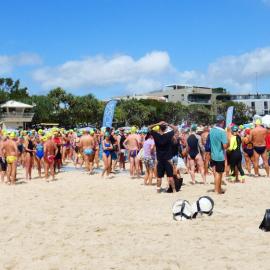 Competitors and spectators, Noosa Summer Swim Festival, Noosa Main Beach, Noosa Heads, 23 February 2025