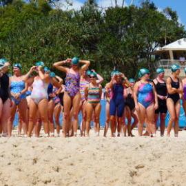 Competitors and spectators, Noosa Summer Swim Festival, Noosa Main Beach, Noosa Heads, 23 February 2025