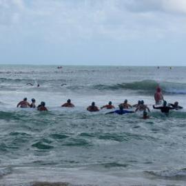 Competitors and spectators, Noosa Summer Swim Festival, Noosa Main Beach, Noosa Heads, 23 February 2025