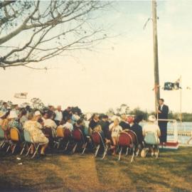 Dignitaries and guests, official opening ceremony, Tewantin Baths, Tewantin, 25 April 1969
