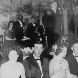 Stanley Adams (at microphone -Noosa Shire Chairman), 'Miss Noosa Show', Noosa Country Show Ball, Pomona, 1961