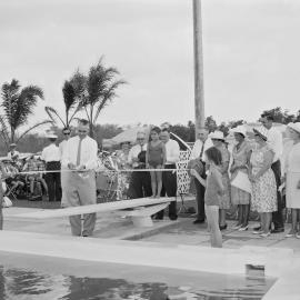 Ribbon cutting, David Low MLA, Peregian Beach Swimming Pool, opening, Peregian Beach, May 1964