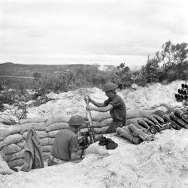 Mortar operation, military exercises, Sunshine Beach region, 1951