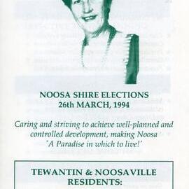 Olive Macklin, How-to-Vote Card, local government election, Noosa Council, Tewantin, 26 March 1994