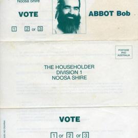 Bob Abbot, How-to-Vote Card, local government election, Noosa Council, Tewantin, 26 March 1994