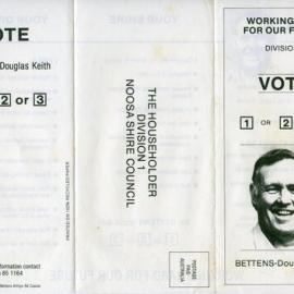 Doug Bettens, How-to-Vote Card, local government election, Noosa Council, Tewantin, 23 March 1991