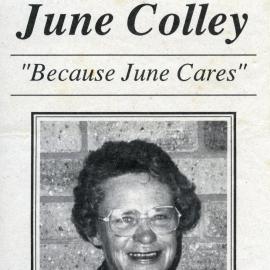 June Colley, How-to-Vote Card, local government election, Noosa Council, Tewantin, 23 March 1991