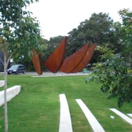 'Bunya' sculpture, prior to opening, Cooroy Library, 9 Maple Street, Cooroy, 20 May 2010