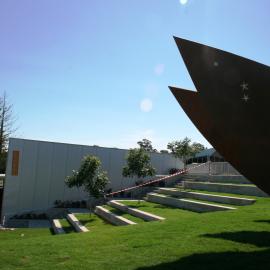 'Bunya' sculpture and exterior building, prior to opening, Cooroy Library, 9 Maple Street, Cooroy, 30 April 2010