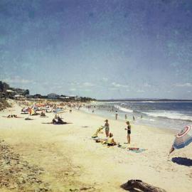 Beachgoers, Noosa Main Beach, Noosa Heads, 1970s