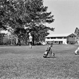 Golfers & Tewantin-Noosa Golf Course and clubhouse, Tewantin, 1970s